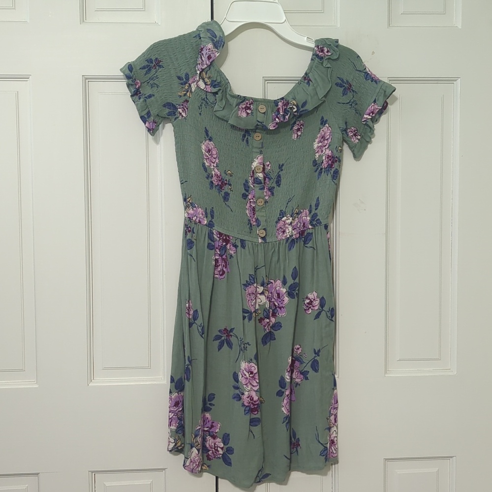 Green off the shoulder dress